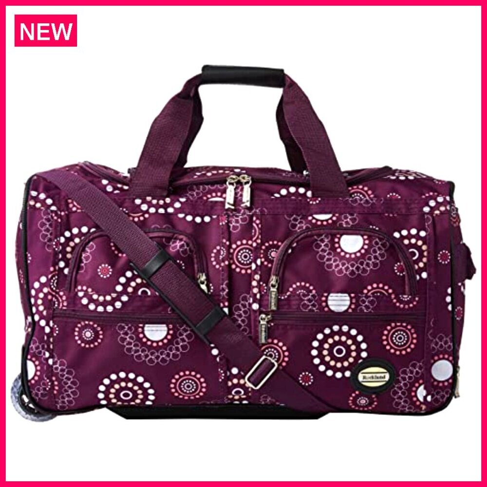 22 Inch Rolling Duffel Bag with Skate Wheels, Heavy Duty Polyester Travel - Picture 8 of 8